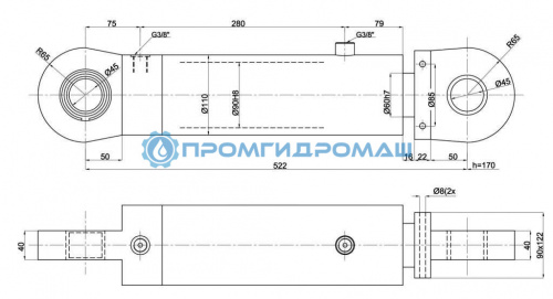 Гидроцилиндр грейфера Atlas ЦГ-90.60х170S